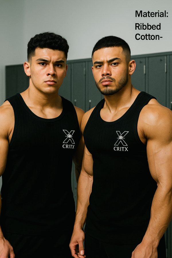Crit’x Men’s Ribbed Blue Tank Top – Athletic Street wear Edition - Image 4